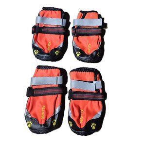Allwin Red Dog Boots for Medium to Large Dogs Waterproof Non-Slip Sole